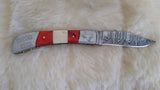 "HOOK 'EM HORNS" TEXAS LONGHORNS DAMASCUS FOLDER W/SHEATH