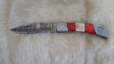 "HOOK 'EM HORNS" TEXAS LONGHORNS DAMASCUS FOLDER W/SHEATH