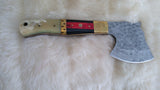 "THIN RED LINE" FULL TANG FIRE FIGHTER CAMEL/WOOD AX W/CUSTOM SHEATH