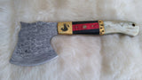 "THIN RED LINE" FULL TANG FIRE FIGHTER CAMEL/WOOD AX W/CUSTOM SHEATH