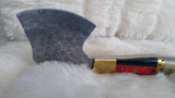 "THIN RED LINE" FULL TANG FIRE FIGHTER CAMEL/WOOD AX W/CUSTOM SHEATH