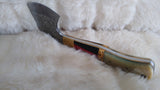 "THIN RED LINE" FULL TANG FIRE FIGHTER CAMEL/WOOD AX W/CUSTOM SHEATH