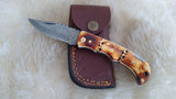 "GOLD RUSH" HAND MADE DAMASCUS CAMEL BONE FOLDER