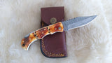 "GOLD RUSH" HAND MADE DAMASCUS CAMEL BONE FOLDER