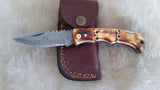 "GOLD RUSH" HAND MADE DAMASCUS CAMEL BONE FOLDER