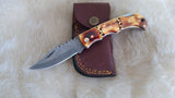 "GOLD RUSH" HAND MADE DAMASCUS CAMEL BONE FOLDER