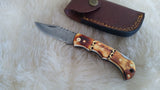 "GOLD RUSH" HAND MADE DAMASCUS CAMEL BONE FOLDER