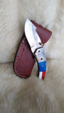 "USA" HAND MADE DAMASCUS POCKET KNIFE W/SHEATH