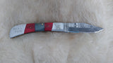 "ALABAMA ROLL TIDE" DELUXE HAND MADE DAMASCUS FOLDER W/LEATHER SHEATH