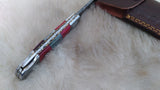 "ALABAMA ROLL TIDE" DELUXE HAND MADE DAMASCUS FOLDER W/LEATHER SHEATH