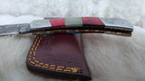 "ALABAMA ROLL TIDE" DELUXE HAND MADE DAMASCUS FOLDER W/LEATHER SHEATH
