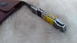 "LSU TIGERS" HAND MADE DAMASCUS/BONE FOLDER W/SHEATH