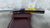 "LSU TIGERS" HAND MADE DAMASCUS/BONE FOLDER W/SHEATH