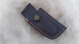 "BLUE SWALLOW" DAMASCUS POCKET KNIFE W/LEATHER SHEATH