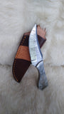 CUSTOM DAMASCUS "SILVER LINING" CARBON SKINNER KNIFE