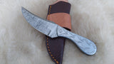 CUSTOM DAMASCUS "SILVER LINING" CARBON SKINNER KNIFE