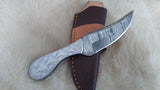 CUSTOM DAMASCUS "SILVER LINING" CARBON SKINNER KNIFE