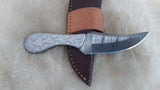 CUSTOM DAMASCUS "SILVER LINING" CARBON SKINNER KNIFE
