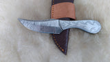 CUSTOM DAMASCUS "SILVER LINING" CARBON SKINNER KNIFE