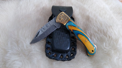 "SPIRIT OF AMERICA W/POCKET CLIP" DAMASCUS FOLDER
