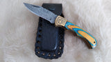 "SPIRIT OF AMERICA W/POCKET CLIP" DAMASCUS FOLDER