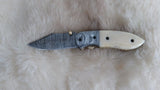"PALOMINO STALLION" DAMASCUS CAMEL BONE FOLDER