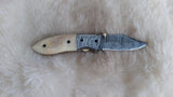 "PALOMINO STALLION" DAMASCUS CAMEL BONE FOLDER