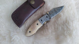 "PALOMINO STALLION" DAMASCUS CAMEL BONE FOLDER