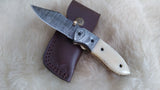 "PALOMINO STALLION" DAMASCUS CAMEL BONE FOLDER