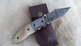 "PALOMINO STALLION" DAMASCUS CAMEL BONE FOLDER