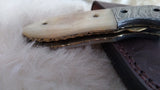 "PALOMINO STALLION" DAMASCUS CAMEL BONE FOLDER