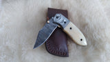 "PALOMINO STALLION" DAMASCUS CAMEL BONE FOLDER