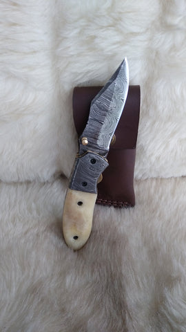 "PALOMINO STALLION" DAMASCUS CAMEL BONE FOLDER