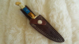 CUSTOM DAMASCUS "MINI SWORD I" CAMEL BONE FULL TANG KNIFE W/SHEATH