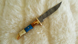 CUSTOM DAMASCUS "MINI SWORD I" CAMEL BONE FULL TANG KNIFE W/SHEATH