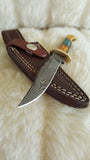 CUSTOM DAMASCUS "MINI SWORD I" CAMEL BONE FULL TANG KNIFE W/SHEATH