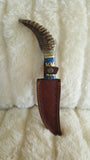 CUSTOM DAMASCUS "RAM'S HORN" HUNTING KNIFE W/SHEATH