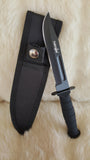 BLACK MINI BOWIE SURVIVAL HUNTING KNIFE W/SHEATH