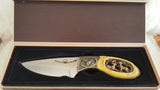 CARVED HANDLE DEER KNIFE  W/DISPLAY BOX