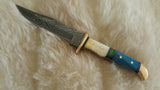 CUSTOM DAMASCUS "MINI SWORD III" CAMEL BONE FULL TANG KNIFE W/SHEATH