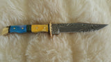 CUSTOM DAMASCUS "MINI SWORD III" CAMEL BONE FULL TANG KNIFE W/SHEATH