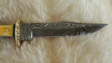 CUSTOM DAMASCUS "MINI SWORD III" CAMEL BONE FULL TANG KNIFE W/SHEATH