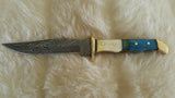 CUSTOM DAMASCUS "MINI SWORD III" CAMEL BONE FULL TANG KNIFE W/SHEATH