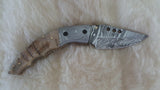 "GATOR" DAMASCUS/BUFFALO HORN POCKET KNIFE