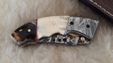 "STREETS OF LAREDO" DAMASCUS CAMEL BONE/SHEEP HORN POCKET KNIFE