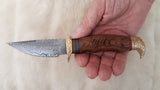 CUSTOM DAMASCUS "MINI EAGLE" HUNTING KNIFE W/SHEATH