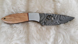 CUSTOM DAMASCUS "BUCK" OLIVE WOOD HUNTING KNIFE W/SHEATH