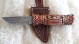 CUSTOM DAMASCUS "POLYNESIAN" HUNTING KNIFE W/SHEATH