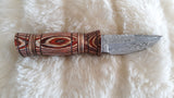 CUSTOM DAMASCUS "POLYNESIAN" HUNTING KNIFE W/SHEATH