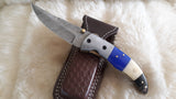 "MATADOR" DAMASCUS CAMEL BONE POCKET KNIFE W/SHEATH